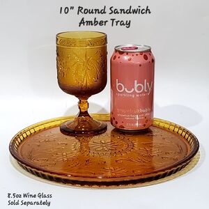 Vntg 10 1/4" Sandwich Amber Glass Tray by Tiara